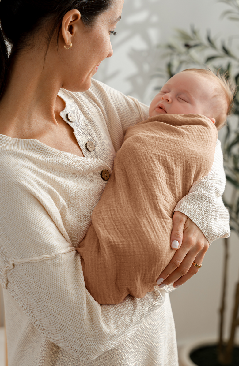 Comfy Cubs 100% Cotton Muslin Swaddle Blankets Pack of 3, Alternate, color, Sand, Cedar, Caramel
