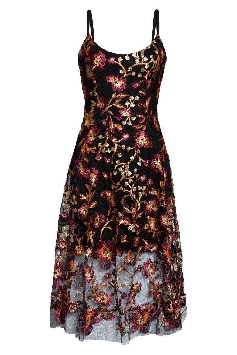Uma Floral Embroidered Lace Dress, Alternate, color, MAROON/BLACK MU