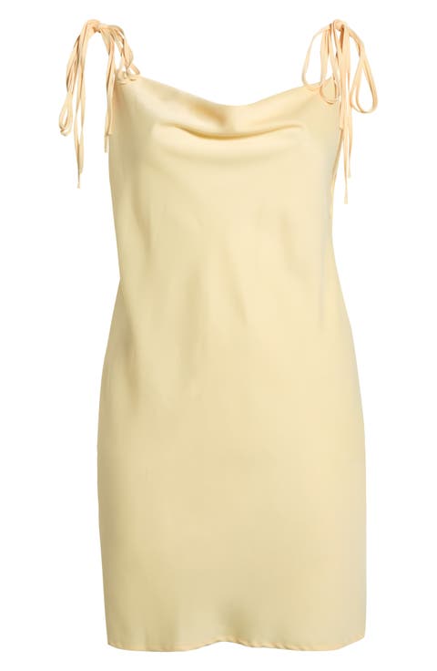 Cowl Neck Tie Shoulder Satin Midi Dress (Plus)