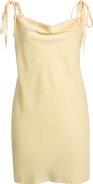 ELOQUII Cowl Neck Tie Shoulder Satin Midi Dress