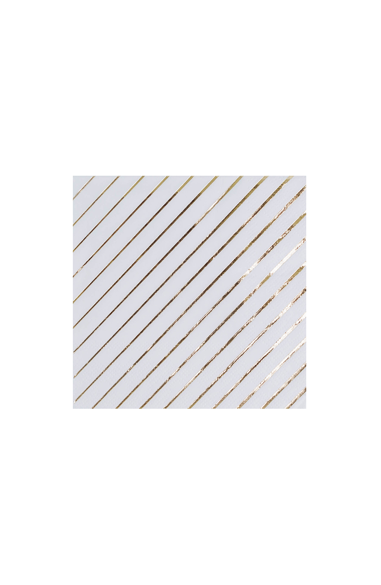 Jollity & Co White & Gold Striped Cocktail Napkins, Main, color, Assorted Pre-Pack