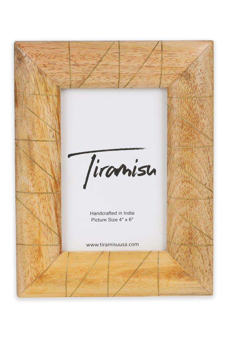Wood & Brass Picture Frame, Main, color, WOOD