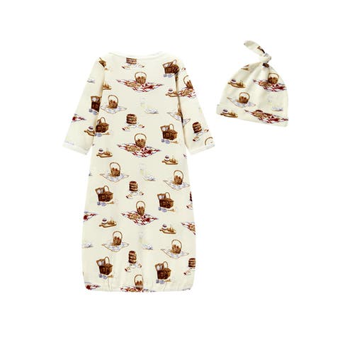 Organic Cotton Newborn Gown and Hat Set (Baby)