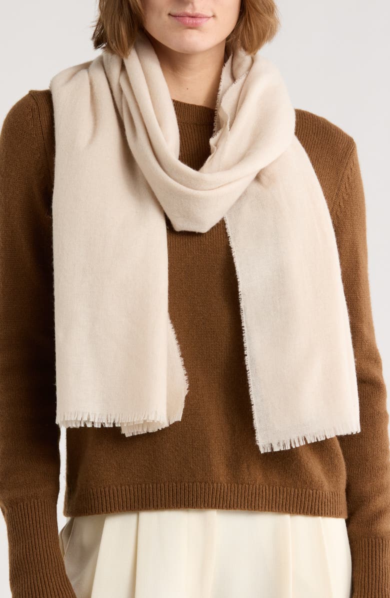 Vince Wool & Cashmere Frayed Scarf, Main, color, Off White