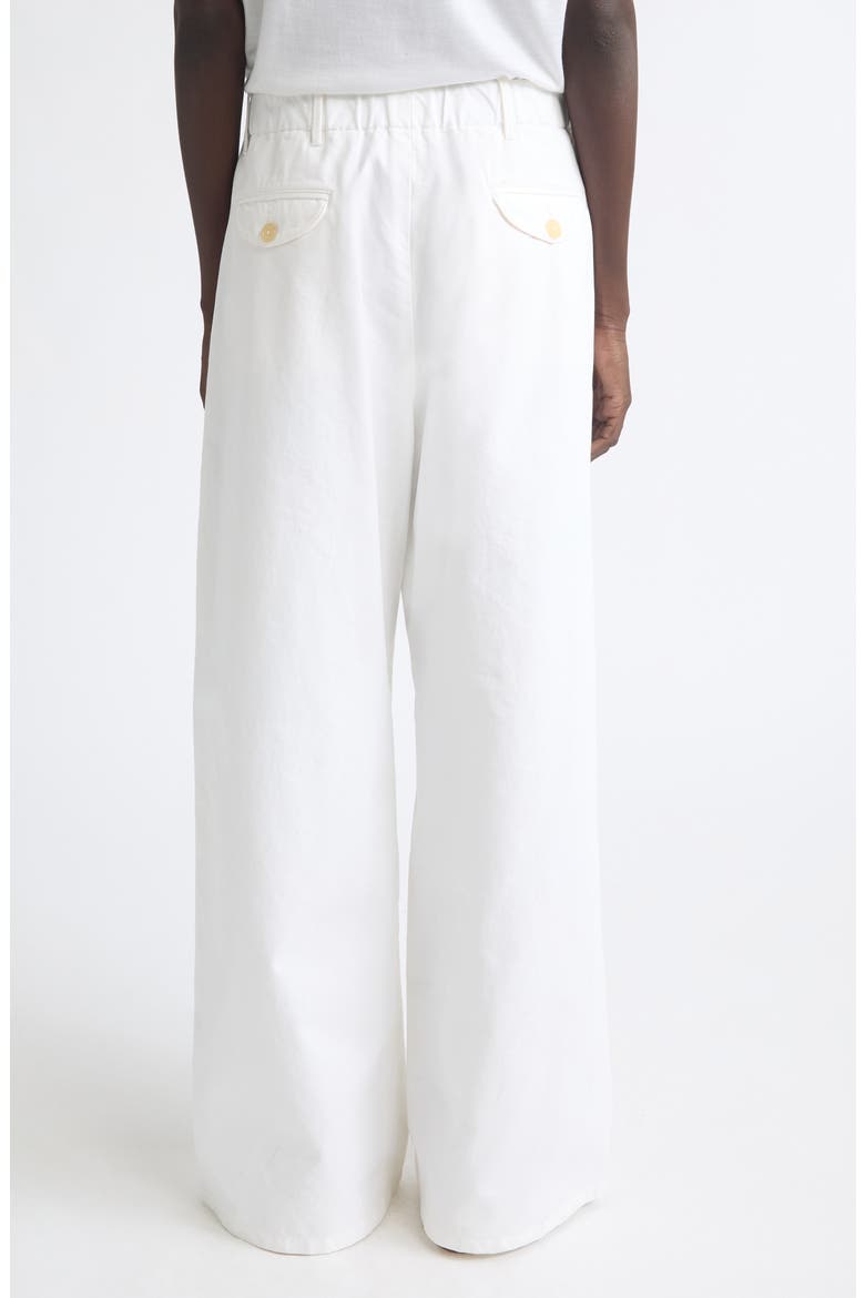 Pleated Cotton Drill Wide Leg Pants, Alternate, color, OPTIC WHITE