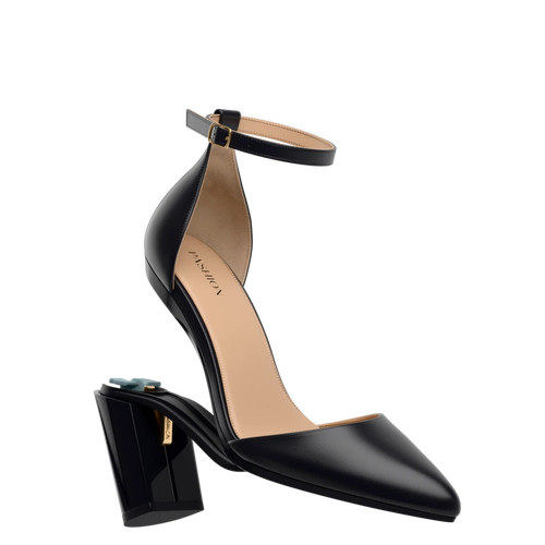 Pashion Footwear The D'orsay 4" Block Heel In Coal Leather