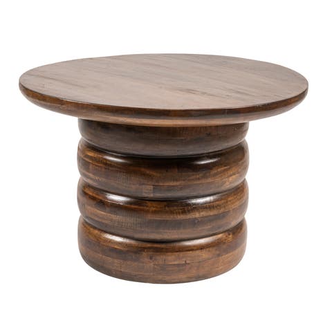 Round Coffee Table with Ribbed Base