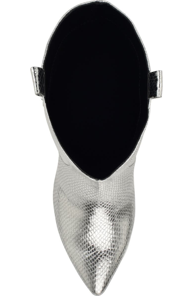 GUESS Wurlie Snakeskin Embossed Western Boot, Alternate, color, Silver