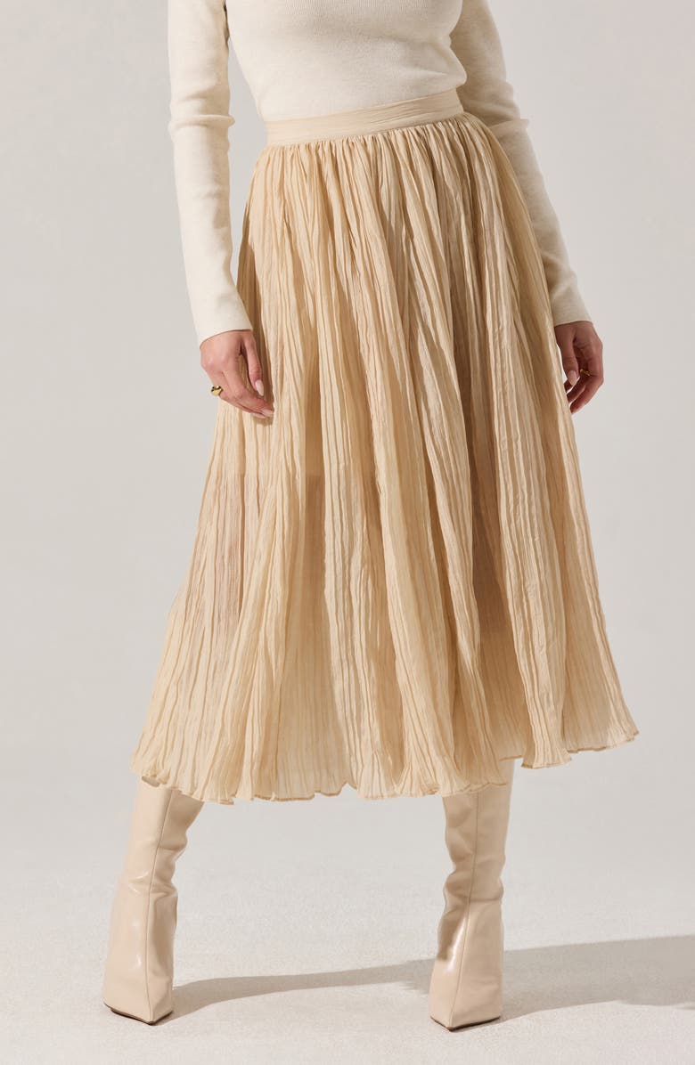 ASTR the Label Salome Pleated A-Line Midi Skirt, Main, color, Cream