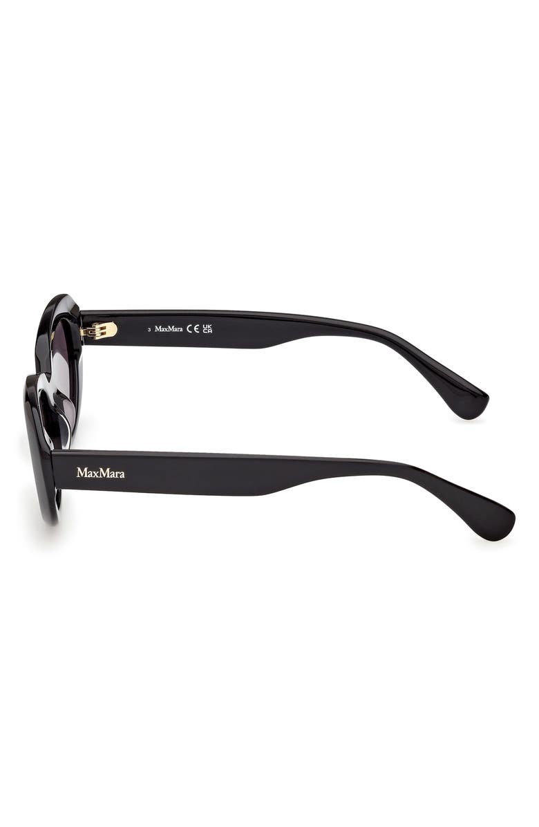 Max Mara 53mm Oval Sunglasses, Alternate, color, Black / Pale Gold / Smoke