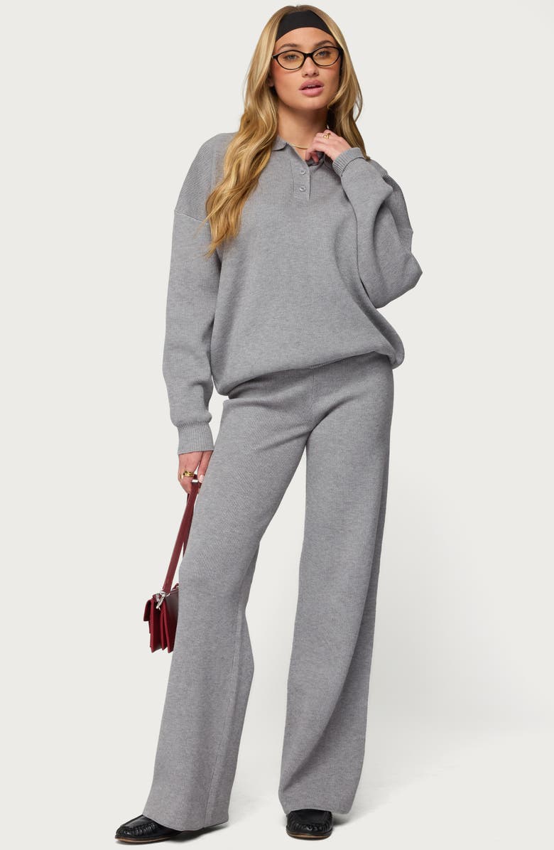 EDIKTED Lorie Oversize Rib Knit Polo, Alternate, color, 