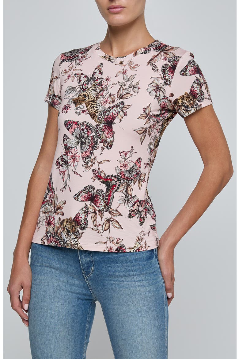 Ressi Butterfly Jungle Print T-Shirt, Main, color, NECTAR PINK MULTI BUTTERFLY