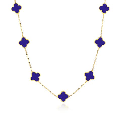 Small Lapis Clover Necklace