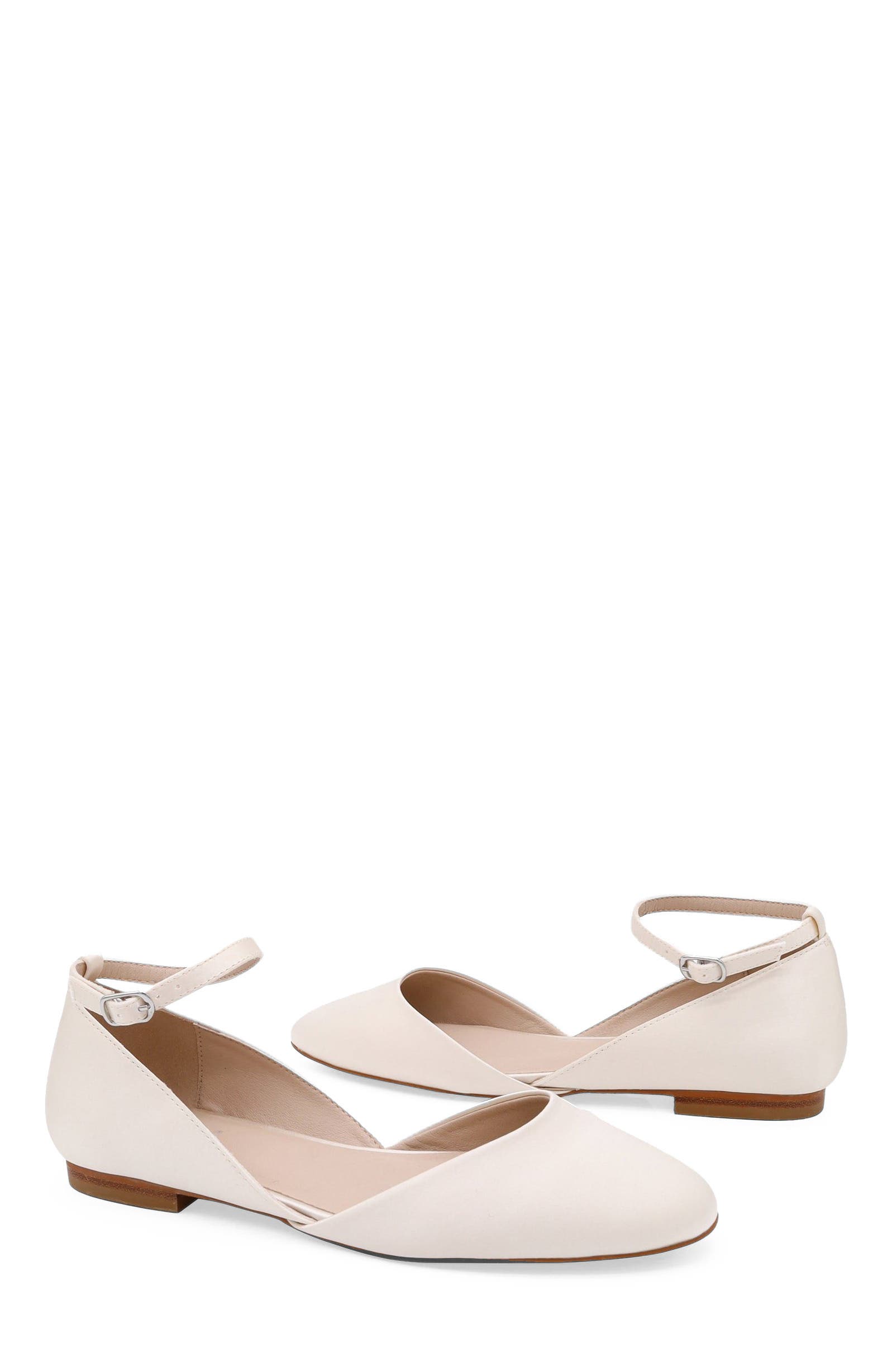 Gloria Satin Round Toe Flat, Alternate, color, Ivory