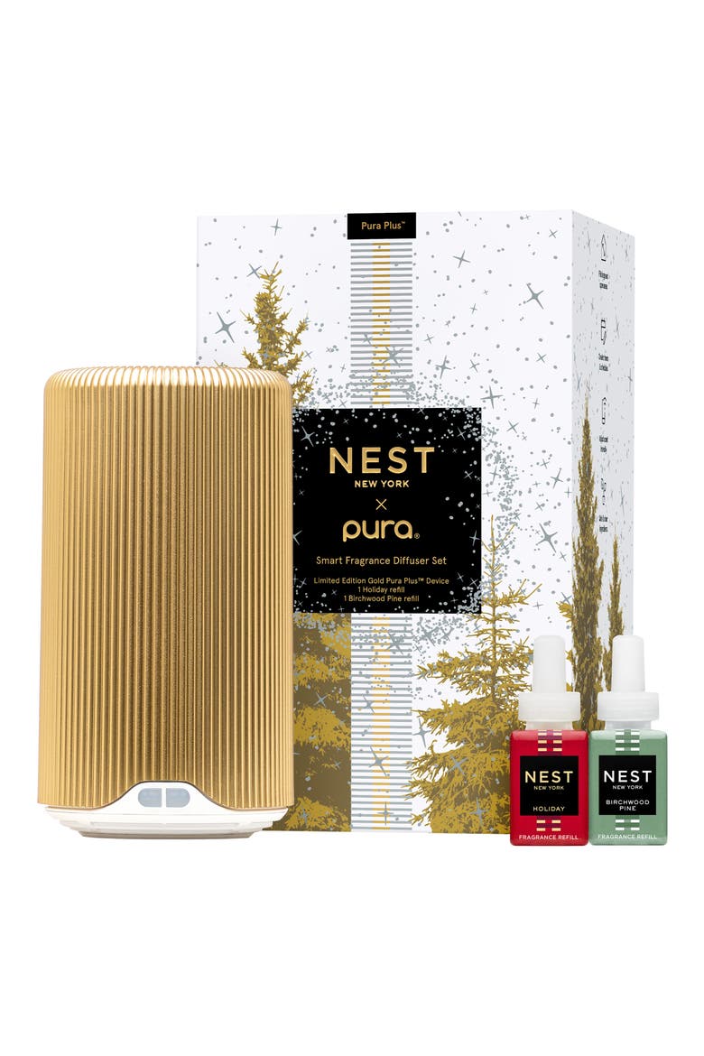 x NEST NEW YORK Pura Plus™ Smart Fragrance Diffuser + Holiday & Birchwood Pine Refills, Main, color, NO COLOR