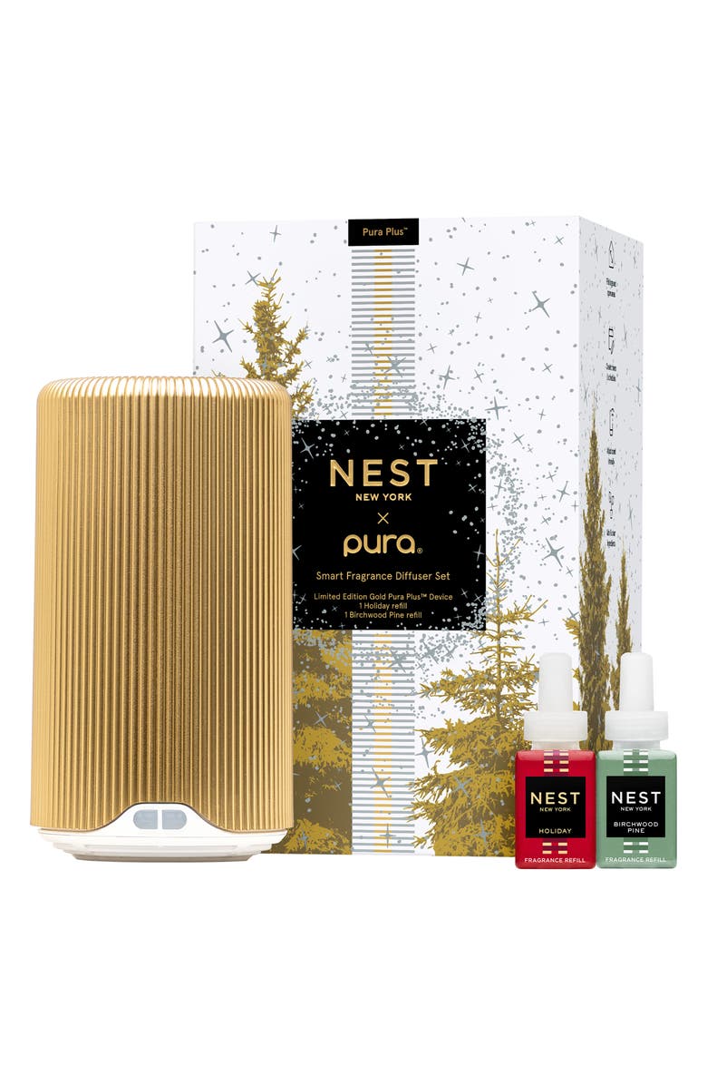 NEST New York x NEST NEW YORK Pura Plus<sup>™</sup> Smart Fragrance Diffuser + Holiday & Birchwood Pine Refills, Main, color,