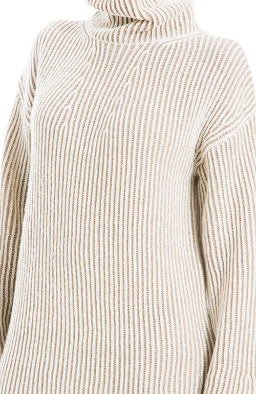 Max Studio Turtleneck Short Dress In Ecru/natural