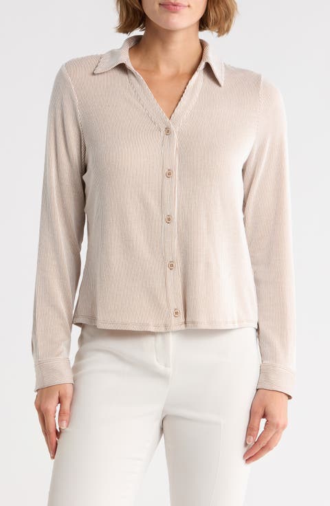 Stripe Crop Button-Up Shirt