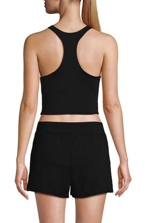 Lands' End Chlorine Resistant High Neck Racerback Midkini Swimsuit Top In Black