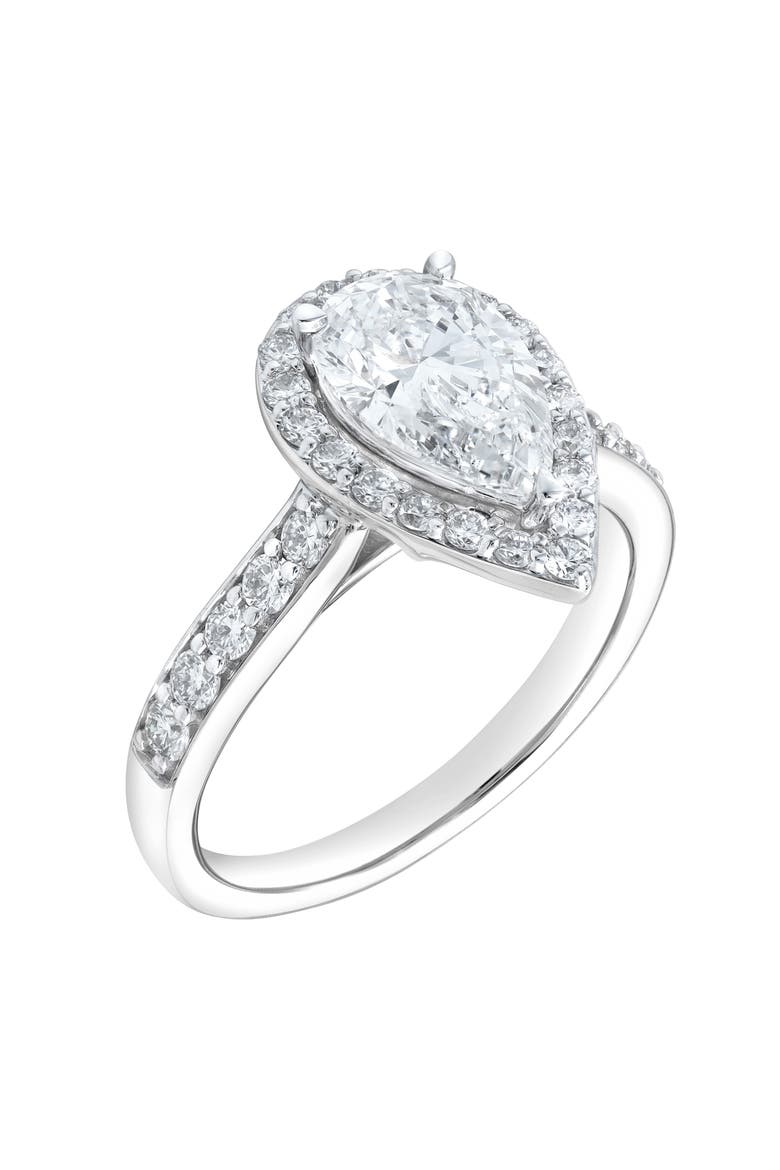 Amani 14K White Gold Pear Lab Grown Diamond Halo Engagement Ring - 2.45 Ct, Alternate, color, 14K White Gold