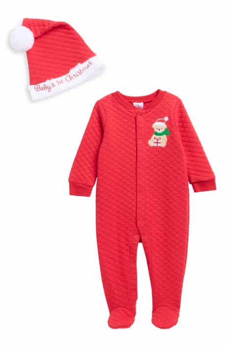 Baby's First Christmas Quilted Footie Set