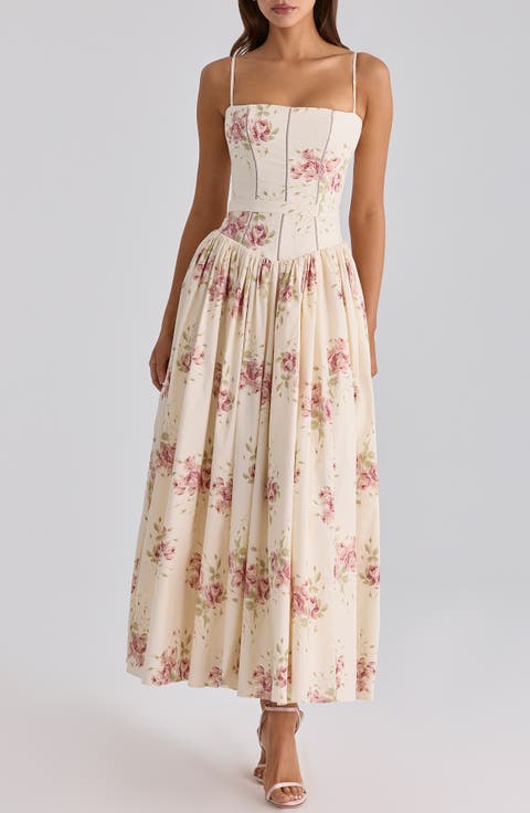 Ysabella Floral Stretch Cotton Maxi Sundress