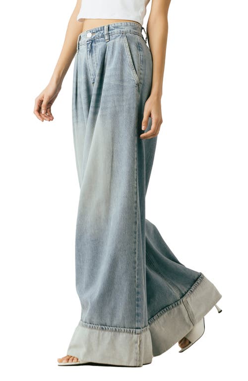 Blanknyc Pleated Wide Leg Jeans In Blue
