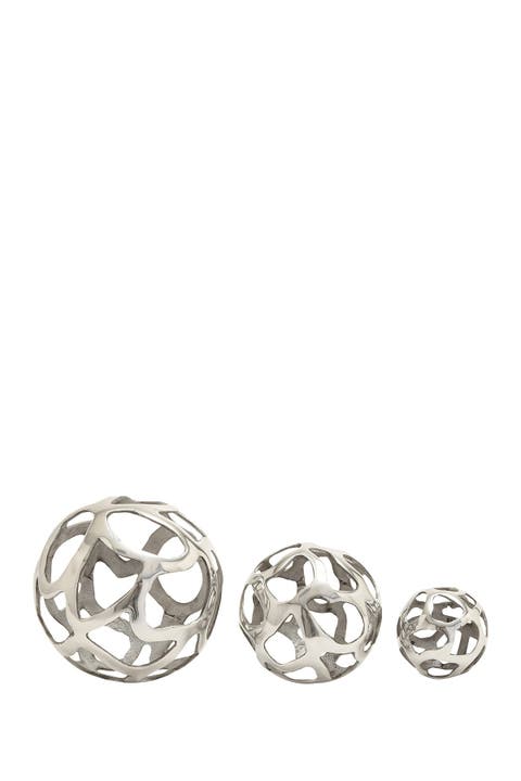 Silvertone Aluminum Contemporary Geometric Sculpture - Set of 3