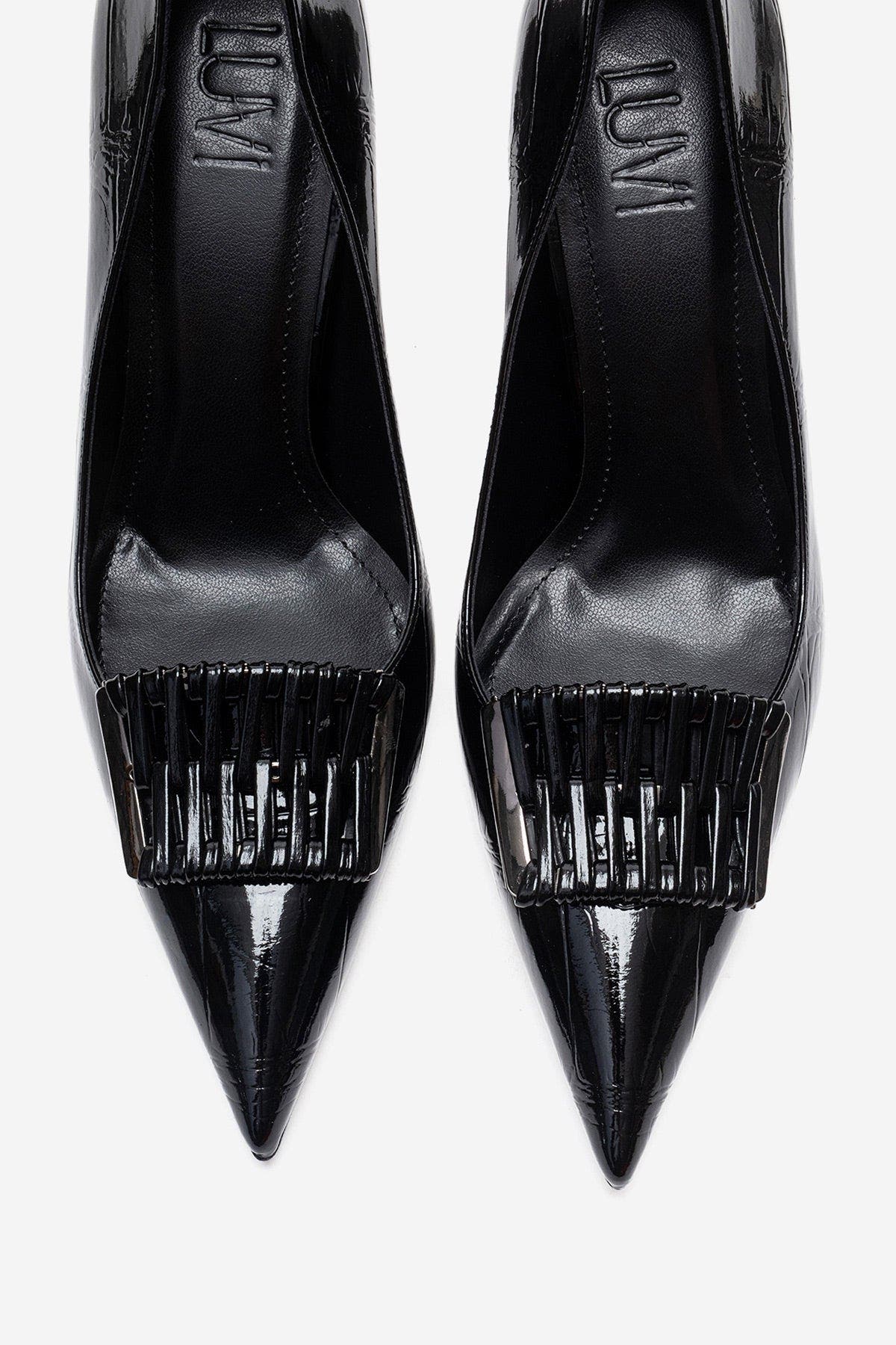 Prologue Shoes Guerni Stiletto Pump, Alternate, color, Black Print