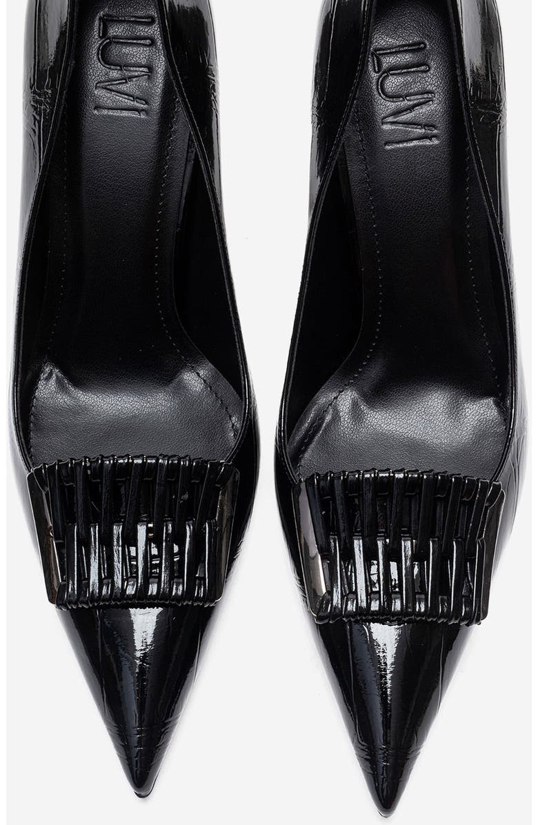 Prologue Shoes Guerni Stiletto Pump, Alternate, color, Black Print