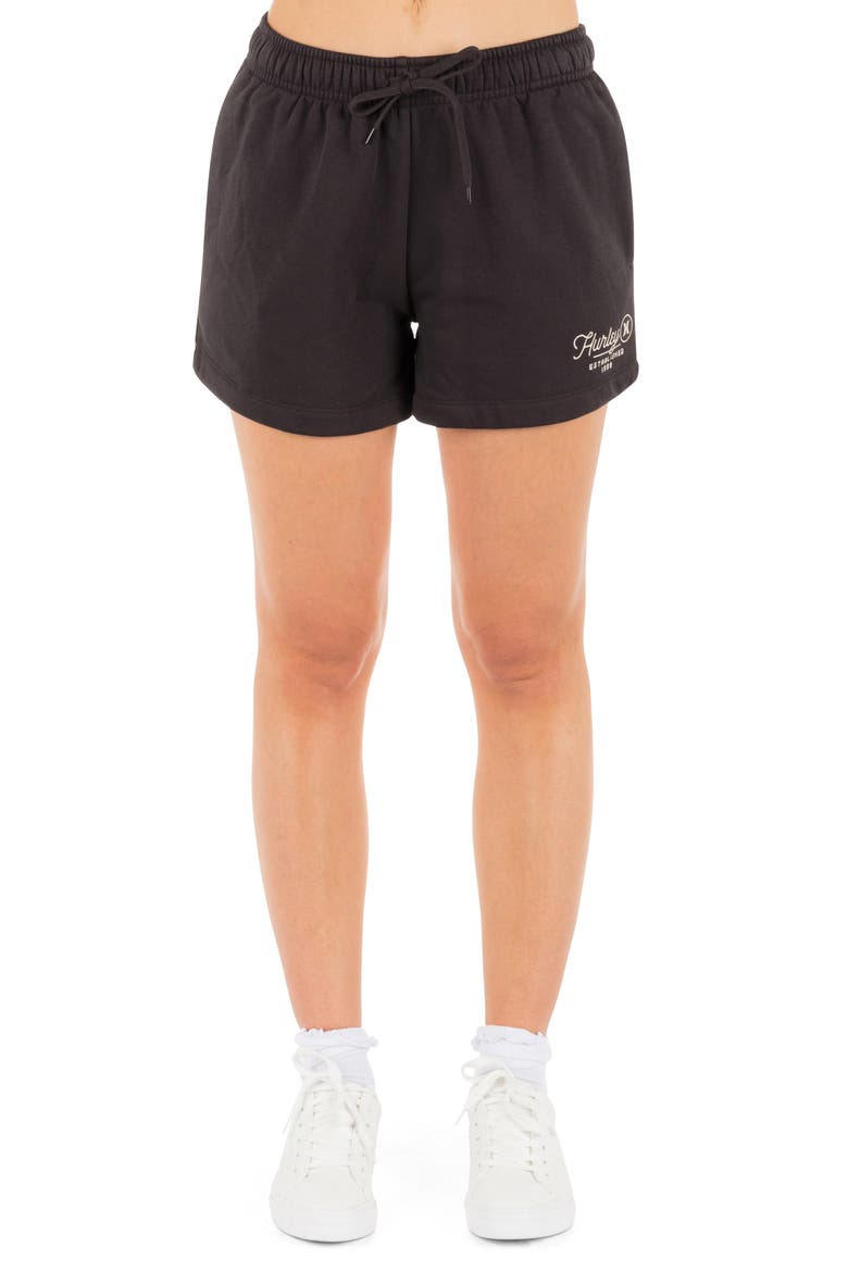 Surf Bound Cotton Blend Sweat Shorts, Main, color, OFF BLACK