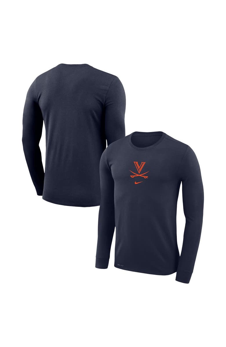 Nike Men's Nike  Navy Virginia Cavaliers Basketball Shootaround Long Sleeve T-Shirt, Main, color, 