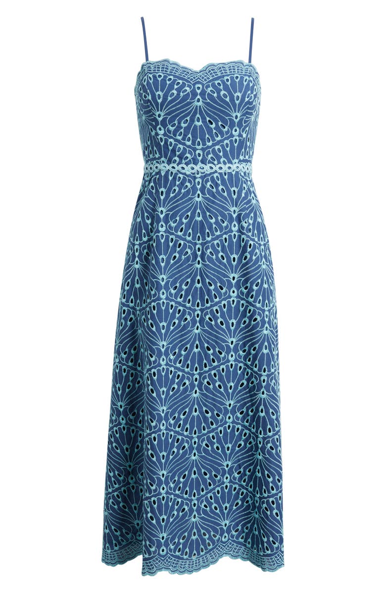 Lilly Pulitzer<sup>®</sup> Arlin Eyelet Embroidered Midi Dress, Alternate, color, Starlight Navy X Capri Blue