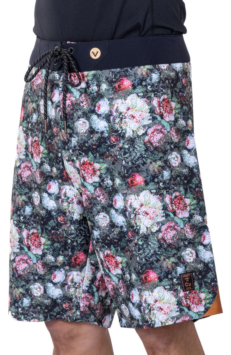 VAST Digi Floral Board Shorts, Alternate, color, Black/ Red Multi