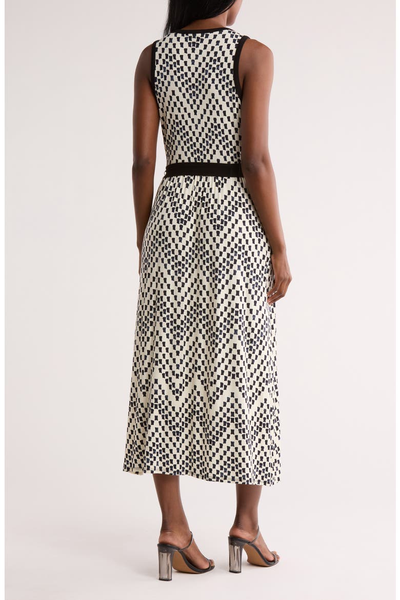 Wrap Style Print Midi Dress, Alternate, color, IVORY/ BLACK