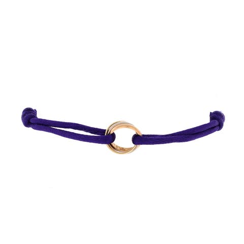 Trinity On Cord Bracelet Silk Cord with 18K Tricolor Gold