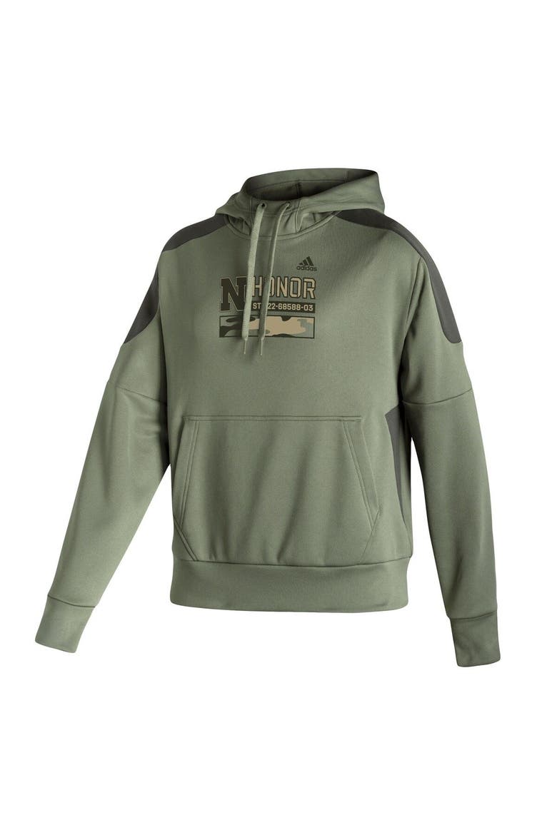 Women's adidas Olive Nebraska Huskers Salute to Service Military Appreciation Pullover Hoodie, Alternate, color, Olive