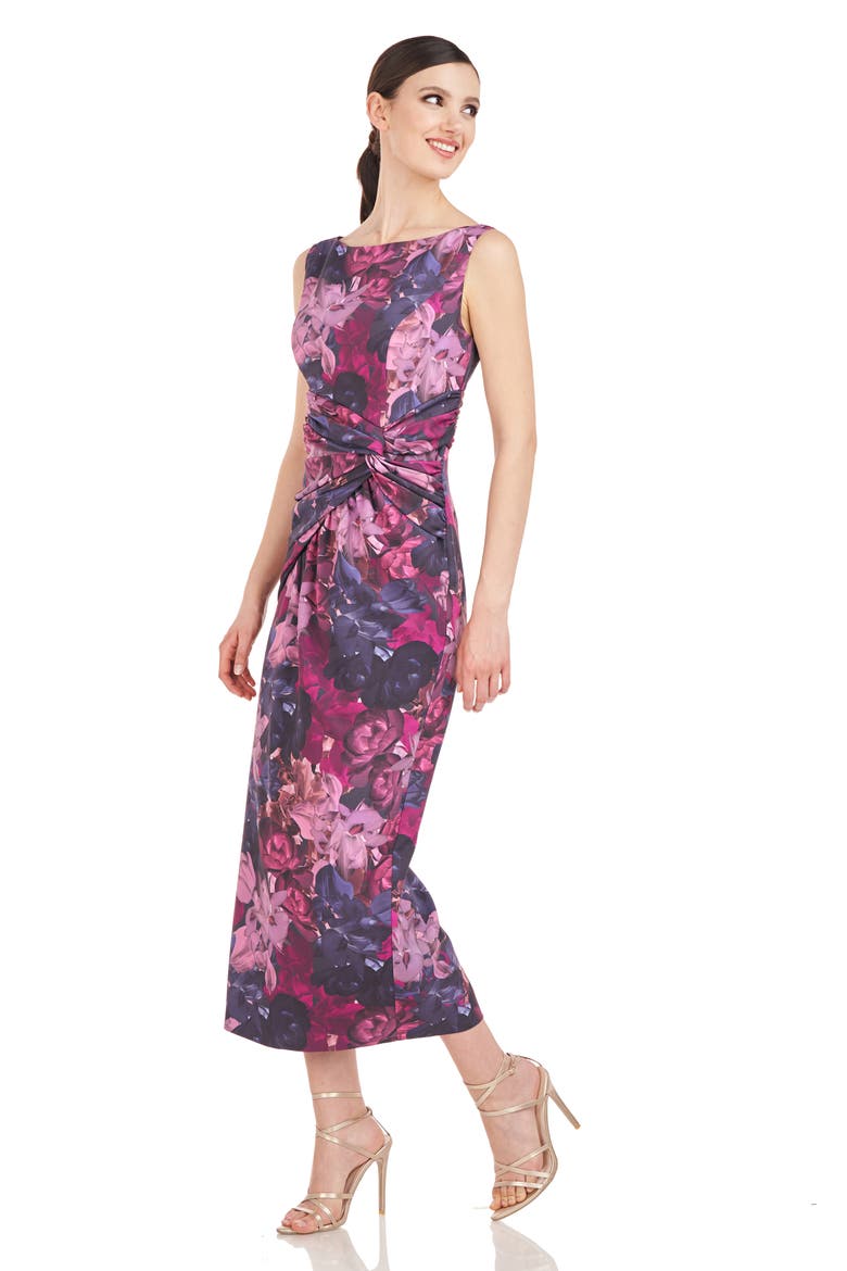 Sabina Twist Front Midi Cocktail Dress, Alternate, color, BOYSENBERRY MULTI