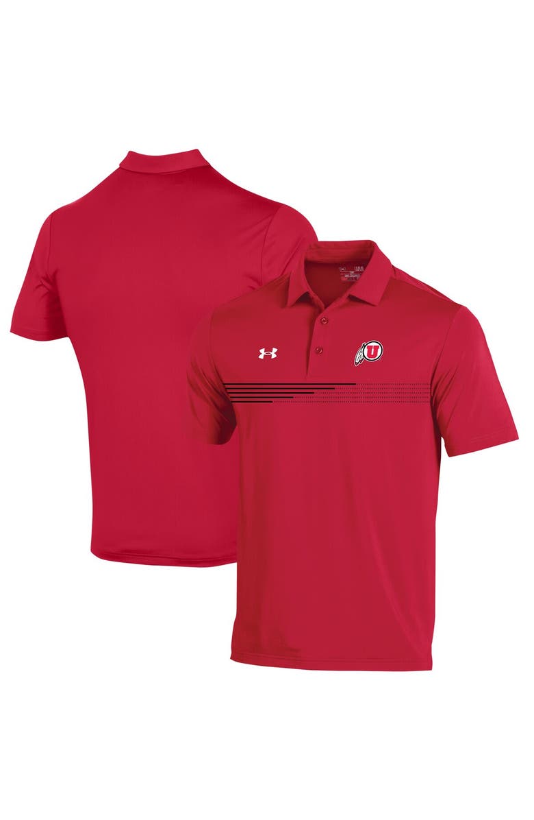 Under Armour Men's Under Armour Red Utah Utes Tee To Green Stripe Polo, Main, color, 