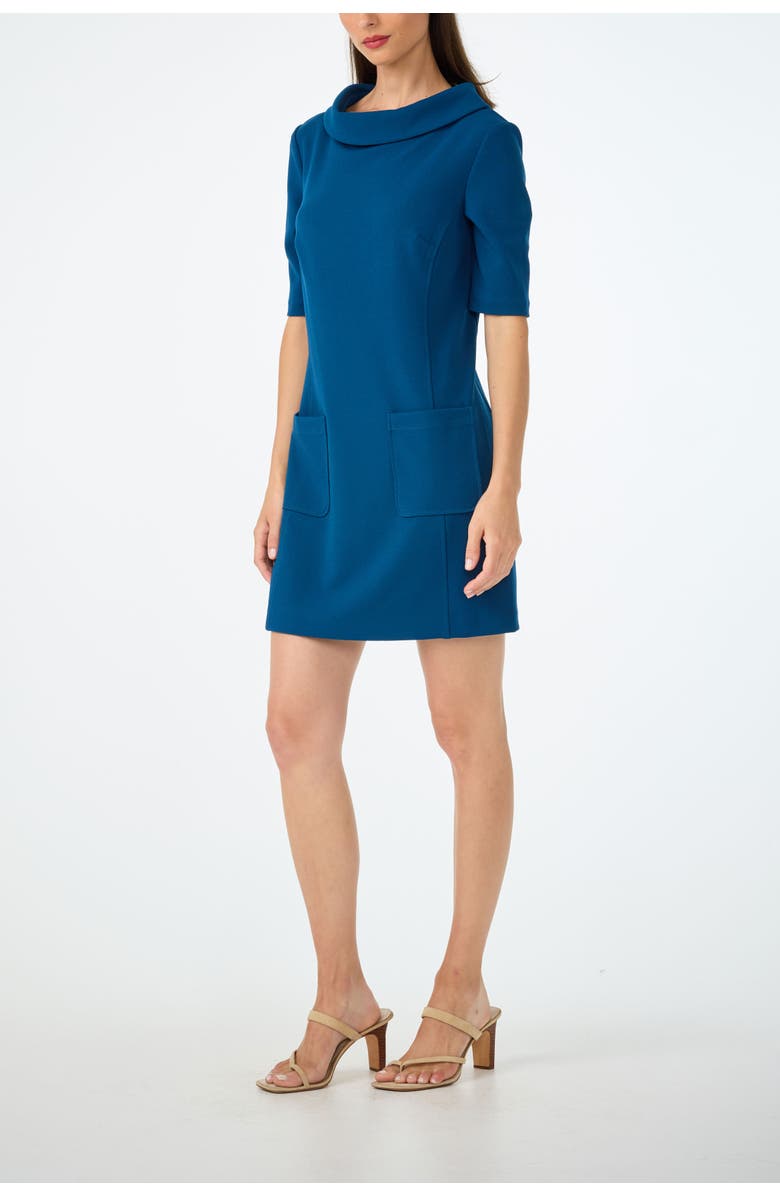 Trina Turk Maleko Folded Neckline Dress, Alternate, color, Burle Blue
