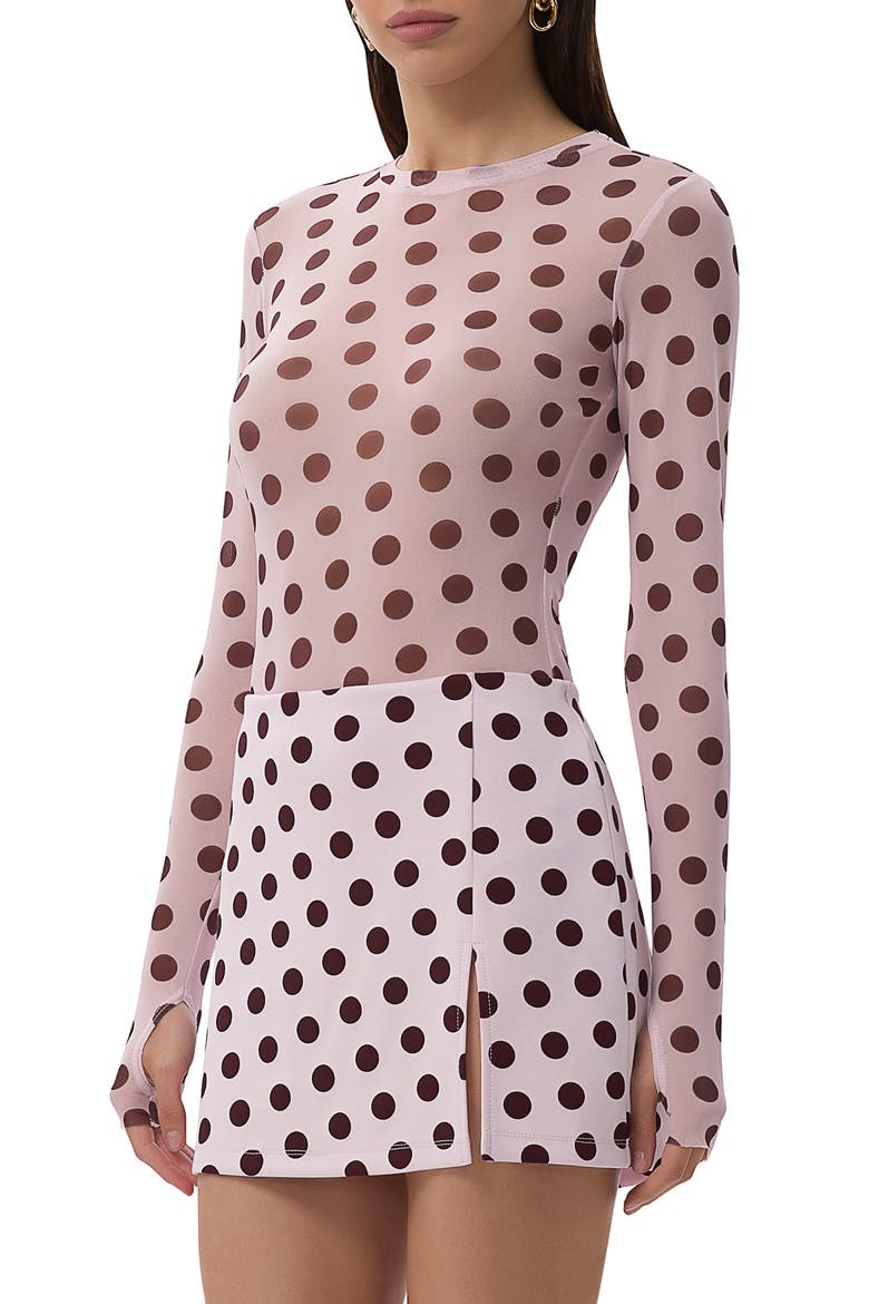 Kaylee Long Sleeve Mesh Top, Alternate, color, ROSE DOT