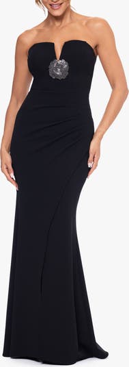 Rhinestone Strapless Scuba Gown