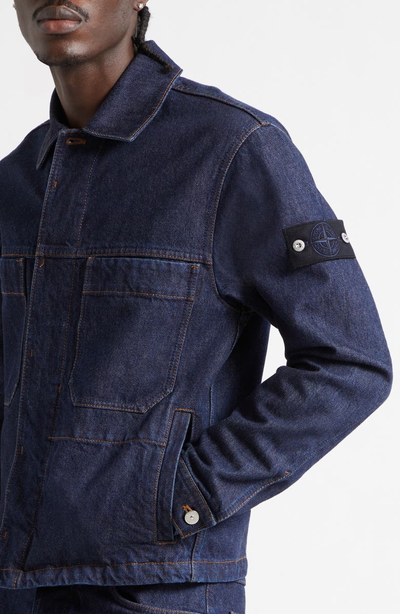 Stone Island Denim Coach's Jacket, Alternate, color, Blue Rinse