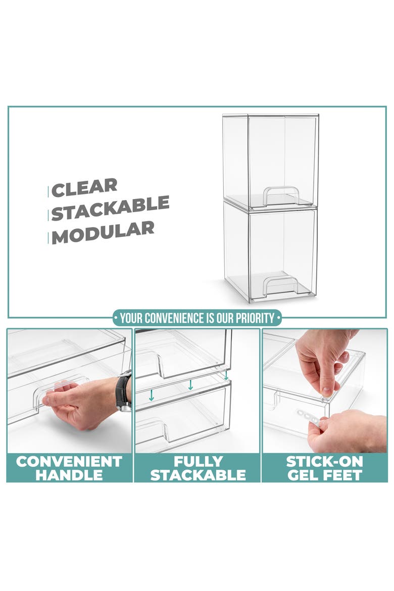 2-Piece Tall Stackable Clear Organizer Set, Alternate, color, NO COLOR