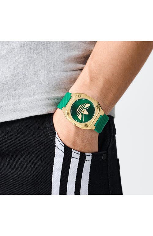 Adidas Originals Adidas City Tech Green Thin Silicone Strap Watch, 39mm In Green