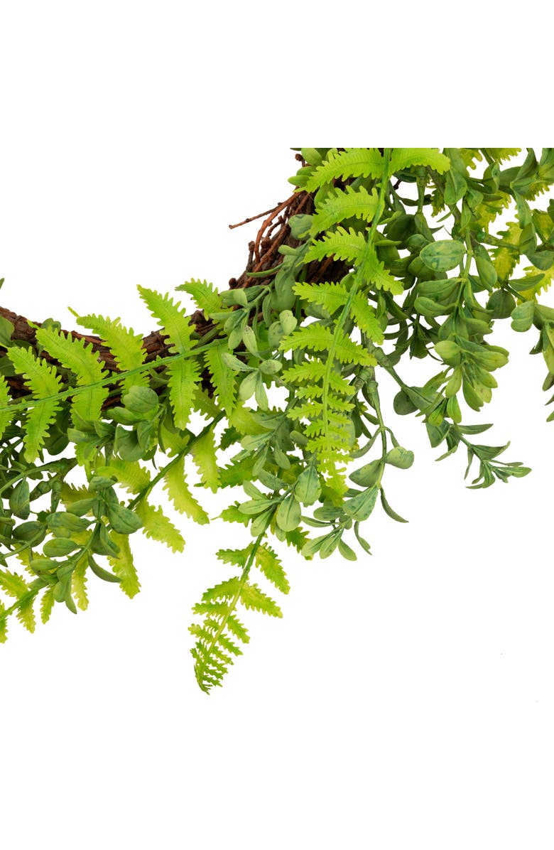 Northlight Fern Leaf Artificial Springtime Wreath - Green - 18", Alternate, color, Green