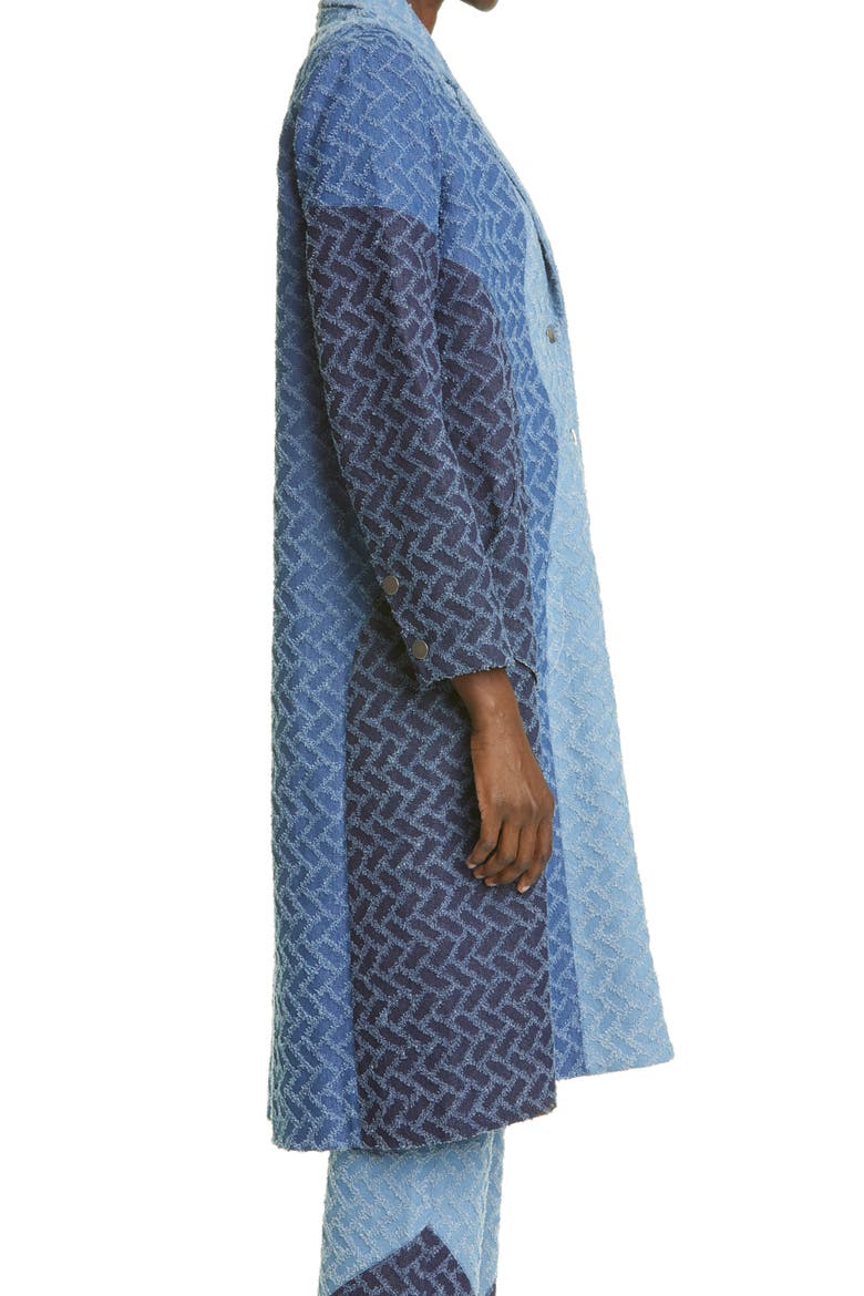 Geo Pattern Denim Coat, Alternate, color, BLUE