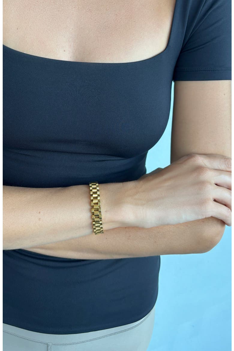 Tarnish Resistant 18K Gold Plated Watch-Link Bracelet, Alternate, color, GOLD