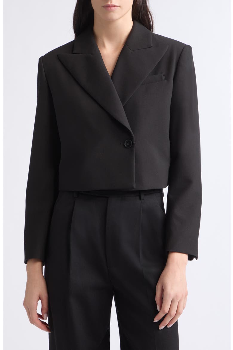 Cropped Blazer, Main, color, SOLID BLACK