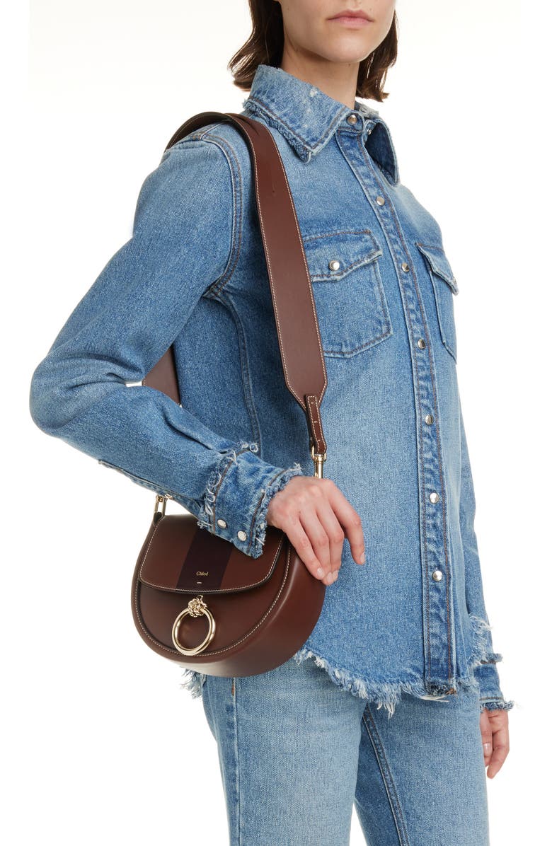 Chloé Small Arlene Leather Crossbody Saddle Bag, Alternate, color,